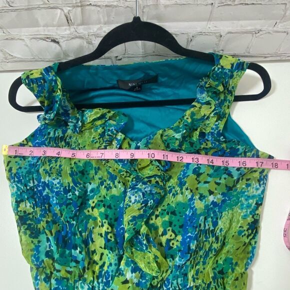 Floral Sleeveless Dress - Blue and Green - Picture 6 of 7